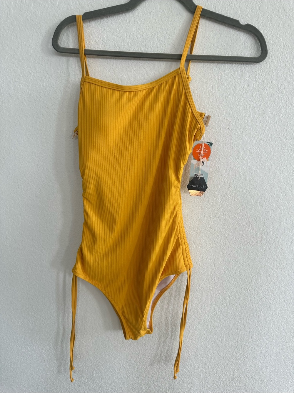 Pinkblush Mustard Yellow Ribbed One-Piece Swimsuit